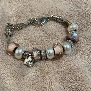 Rhinestone Cupcake Charm Bracelet
